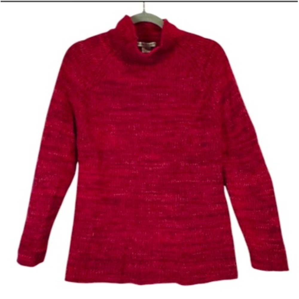 Marconi Sweater Women Large Red Lambswool Mock Neck Natural Fiber Classic Cozy